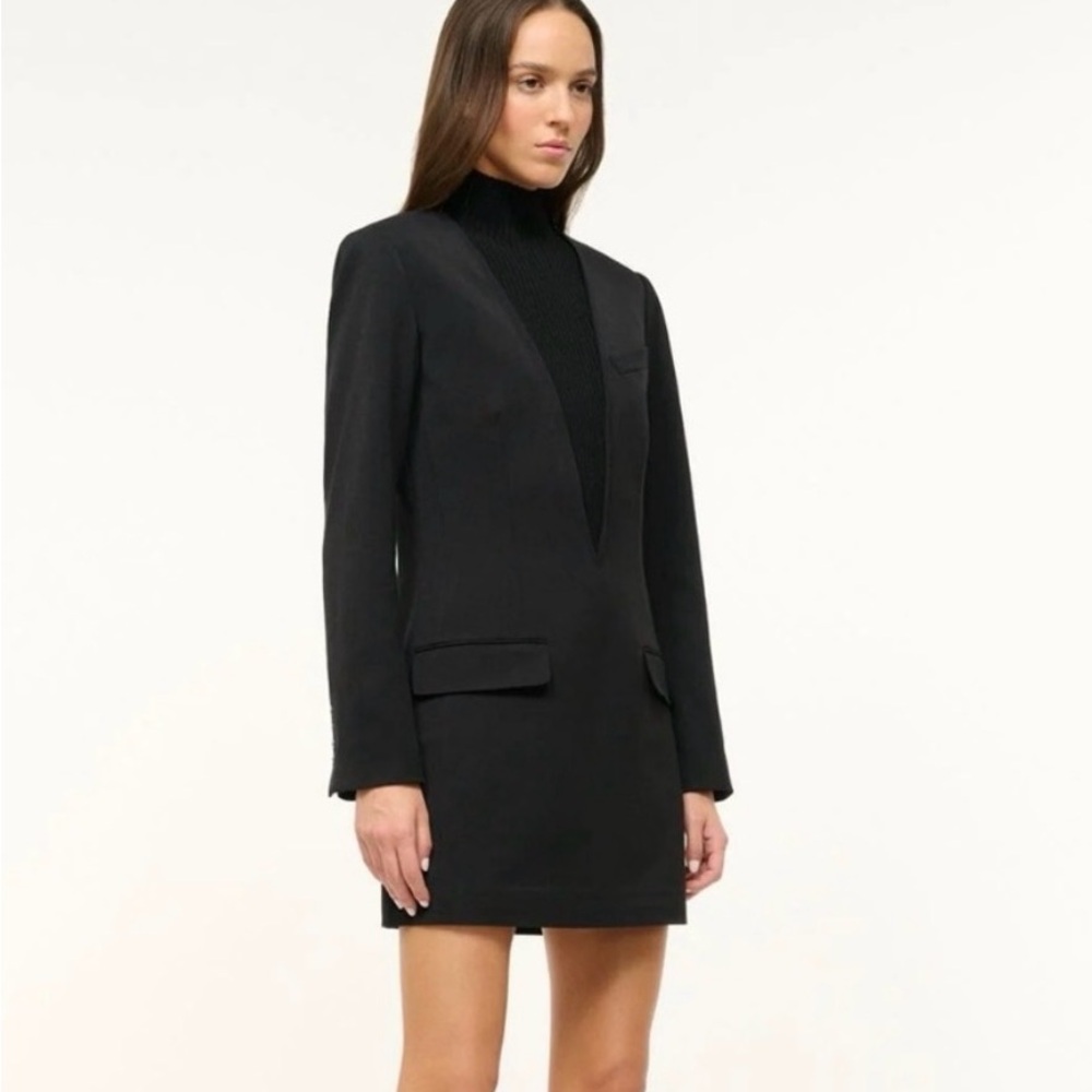 STAUD Black Blazer sweater Dress